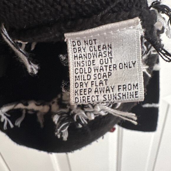 Jack B. Quick Valentine Heart Cardigan Sweater Embellished Knit Black White - Picture 4 of 7